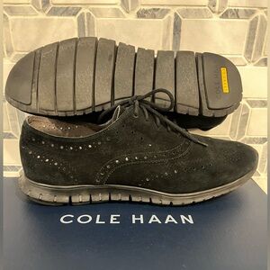 Cole Haan Zero Grand black suede wingtip Oxford sz 10M